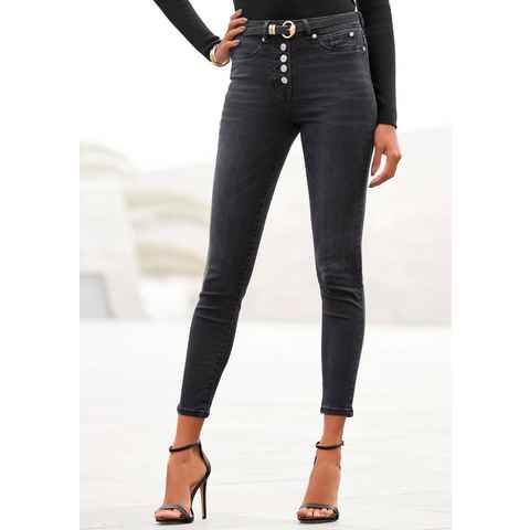 Buffalo High-waist-Jeans mit modischer Knopfleiste, schmale Skinny-Jeans, Stretch-Qualität