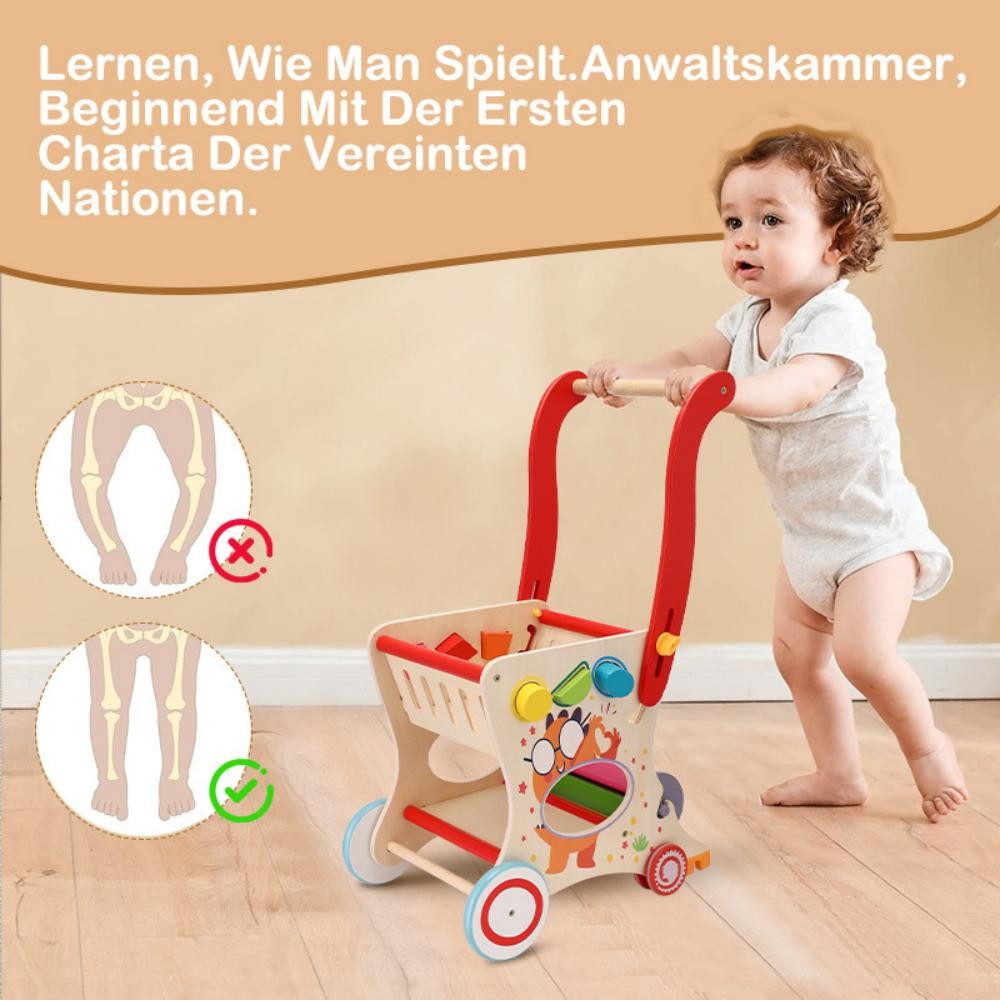 i@home Babywalker Wooden Lauflernhilfe-Sturdy,Multi-Functional Home Use Walking Aid, (Packung Set), Kinder Holz Lerngehgerät: Ergonomischer Walker&Spielcenter (1-3 Jahre)