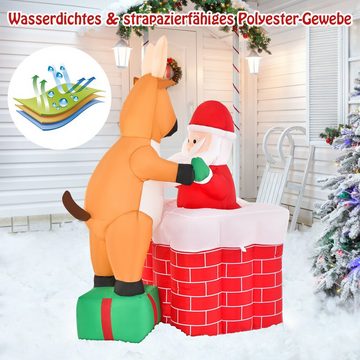 COSTWAY Weihnachtsmann, 155cm LED mit Rentier, höhenverstellbar, aufblasbar