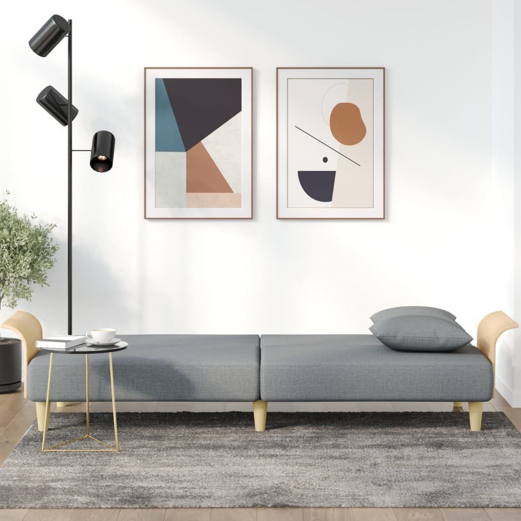 vidaXL Sofa Schlafsofa mit Armlehnen Hellgrau Stoff
