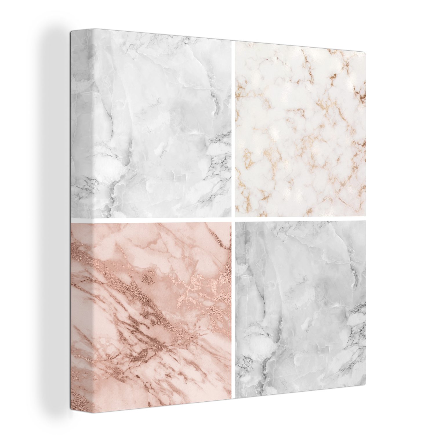 OneMillionCanvasses® Leinwandbild Marmor - Rosa - Chic - Collage, (1 St), Leinwand Bilder für Wohnzimmer Schlafzimmer