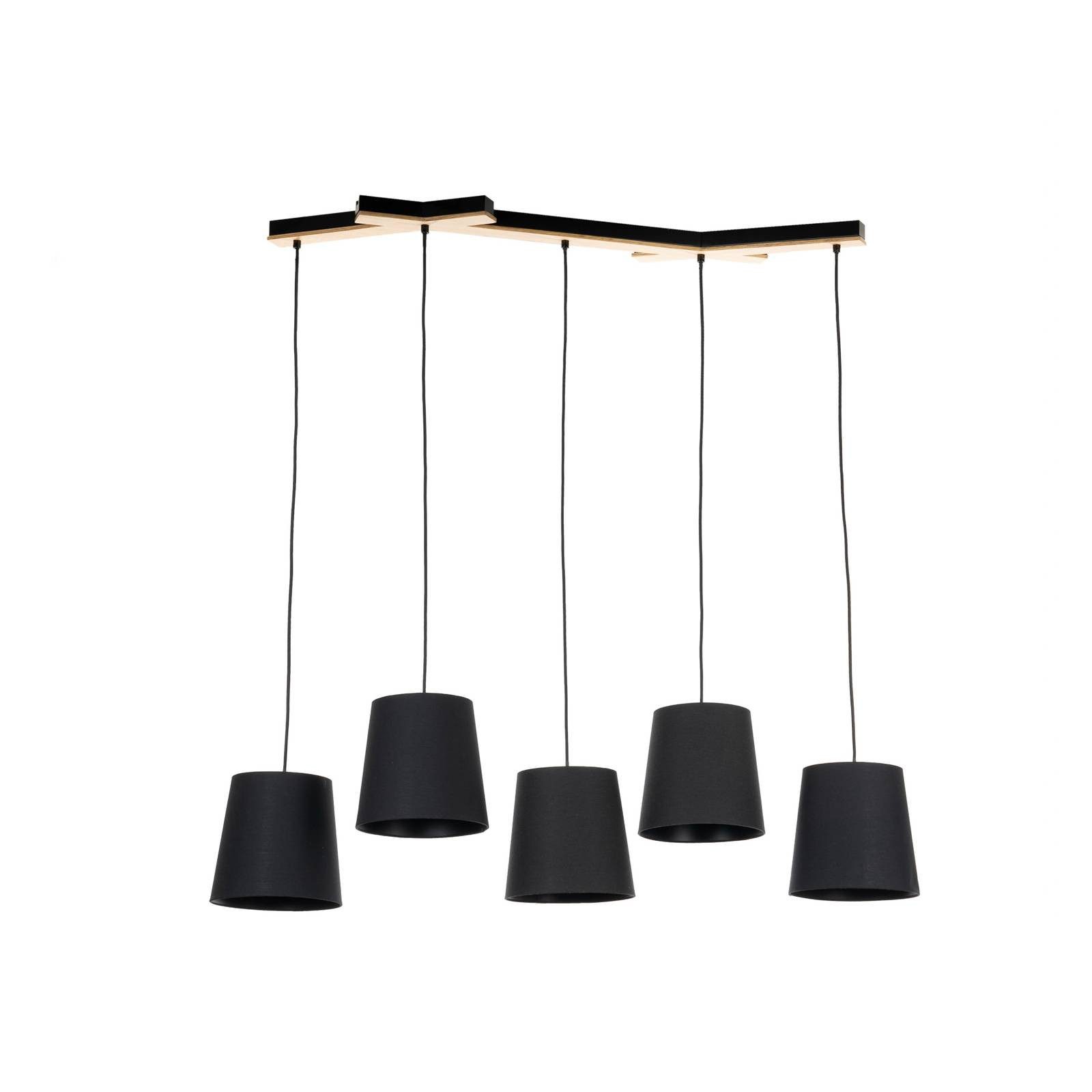 Lucande Hängeleuchte Thamila, Holz Schwarz IP20, 5 x 15 W LED