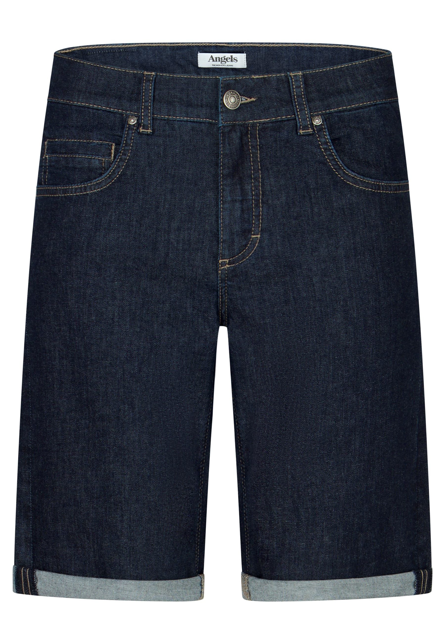 ANGELS Jeanshotpants 5-Pocket-Jeans blau Label-Applikationen Bermuda mit TU