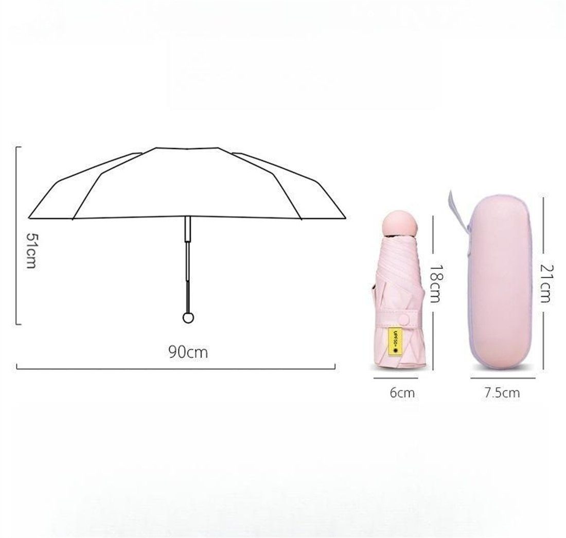 winzig vor Regenschirm, Sonne Rosa YOOdy~ klein Sonnenschutz sonnenschirm und für für Taschenregenschirm Taschenschirme schützt UV-Schutz Regen damen Mini unterwegs