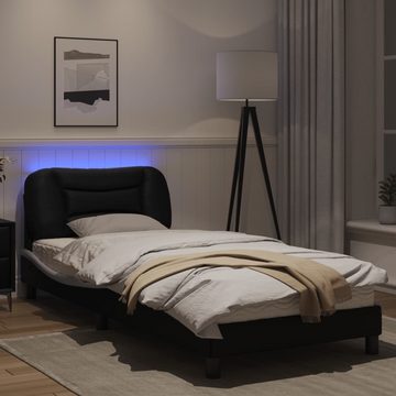 vidaXL Bett Bettgestell mit LED Schwarz und Weiß 90x200 cm Kunstleder