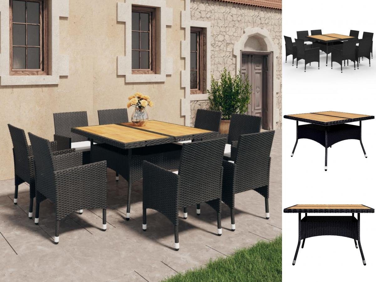 vidaXL GartenEssgruppe 9tlg GartenEssgruppe Poly Rattan Akazie