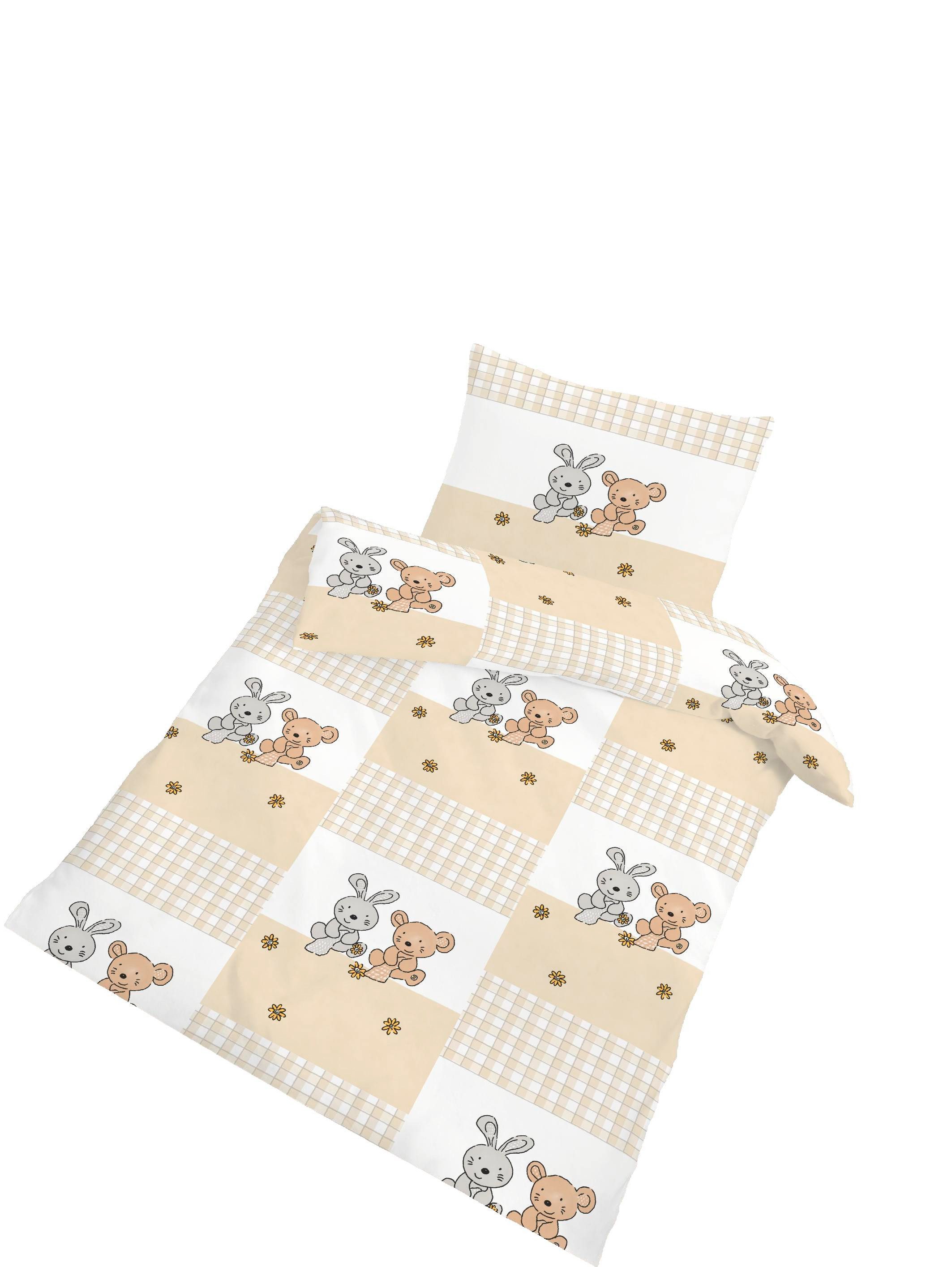 DOBNIG Babybettwäsche Biber Kinderbettwäsche 2tlg. 100x135 cm Hase und Bär günstig online kaufen