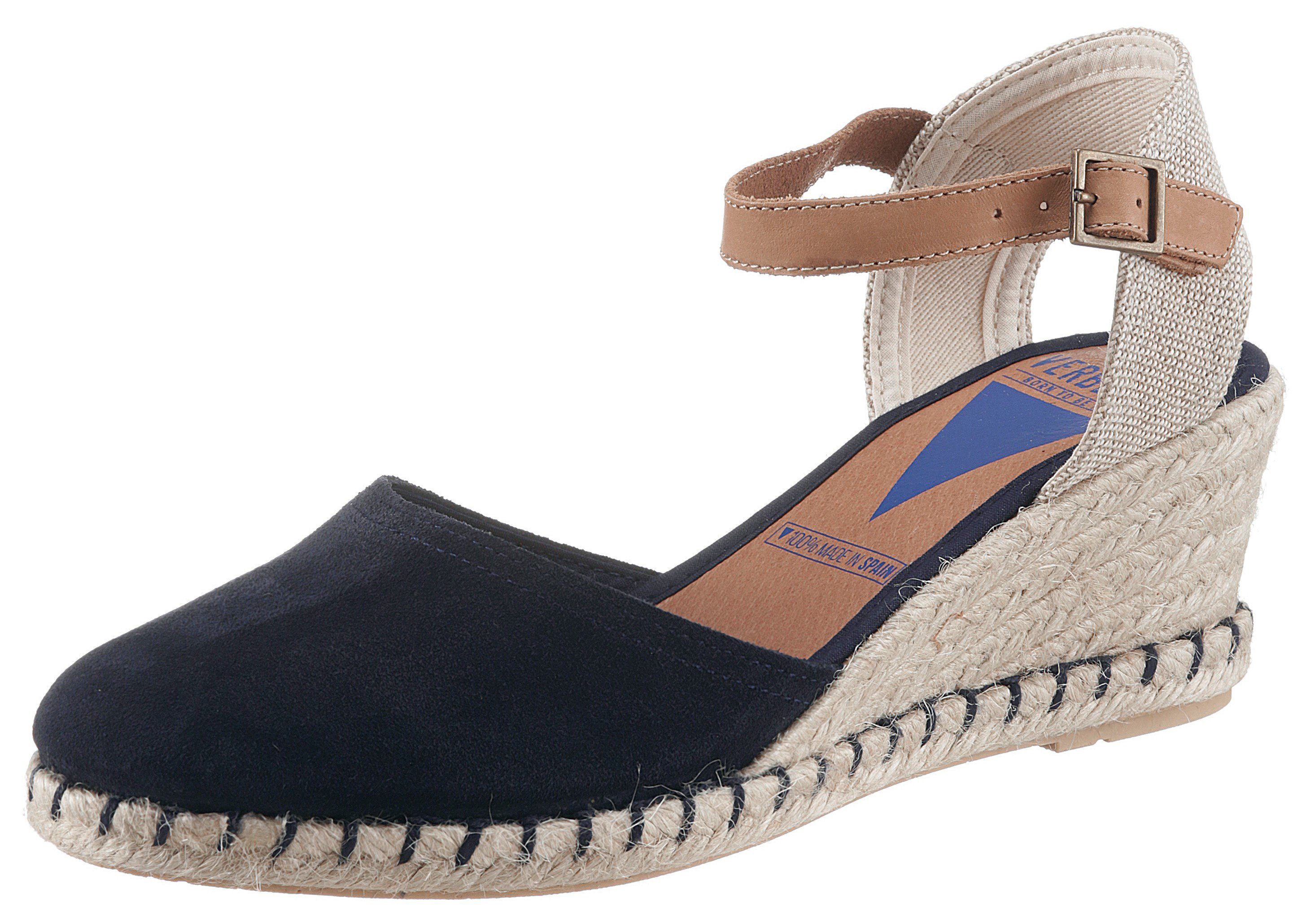 VERBENAS Sandalette mit Bast bezogenem Keilabsatz dunkelblau | Sandaletten
