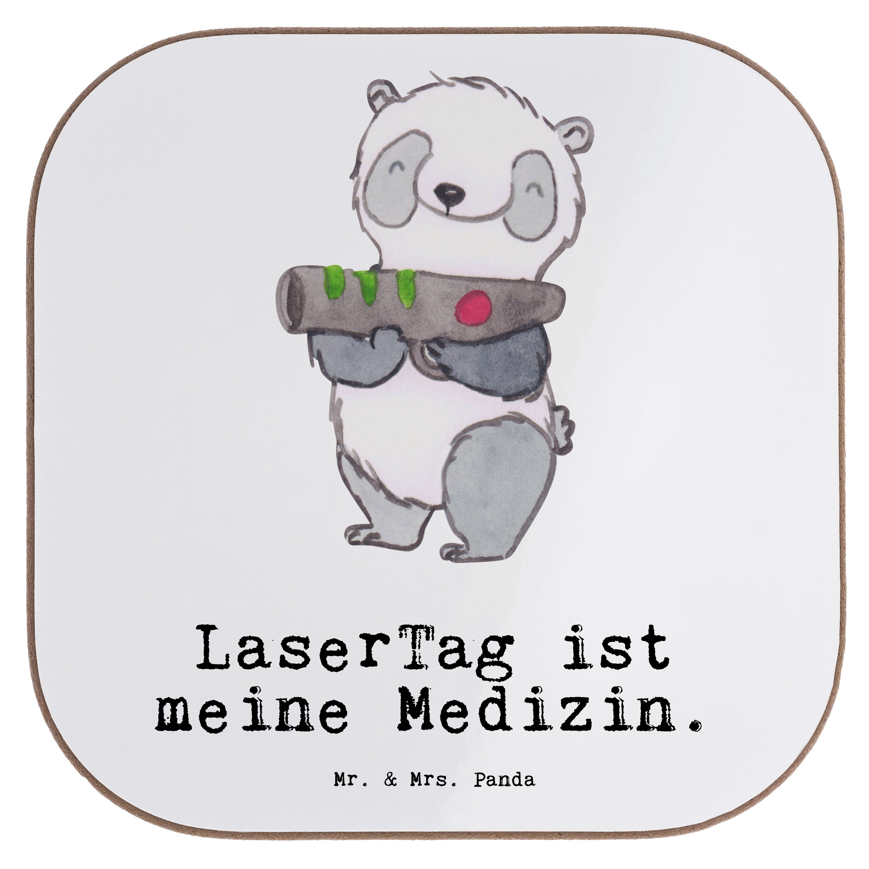 Mr. & Mrs. Panda Getränkeuntersetzer Panda LaserTag Medizin - Weiß - Geschenk, Getränkeuntersetzer, Sport, 1-tlg.