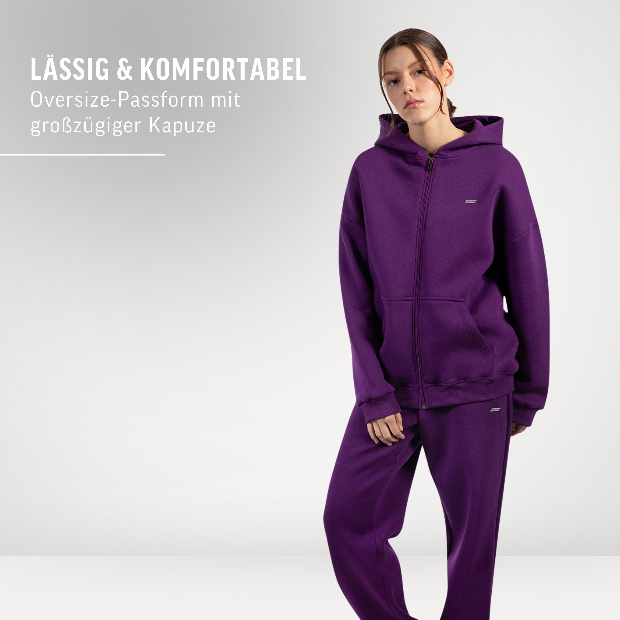 Smilodox Hoodie Lyanna, Oversize Zip Kapuzenpullover mit Reißverschluss, Flauschig Sweatshirt Kängurutasche Pulli Sweater warm bequem Streetstyle Alltag