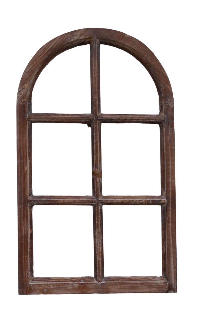 Deko-Impression Wanddekoobjekt Fenster Sprossenfenster Bilderrahmen halbrund Wanddeko Holz braun 70cm (1 St)