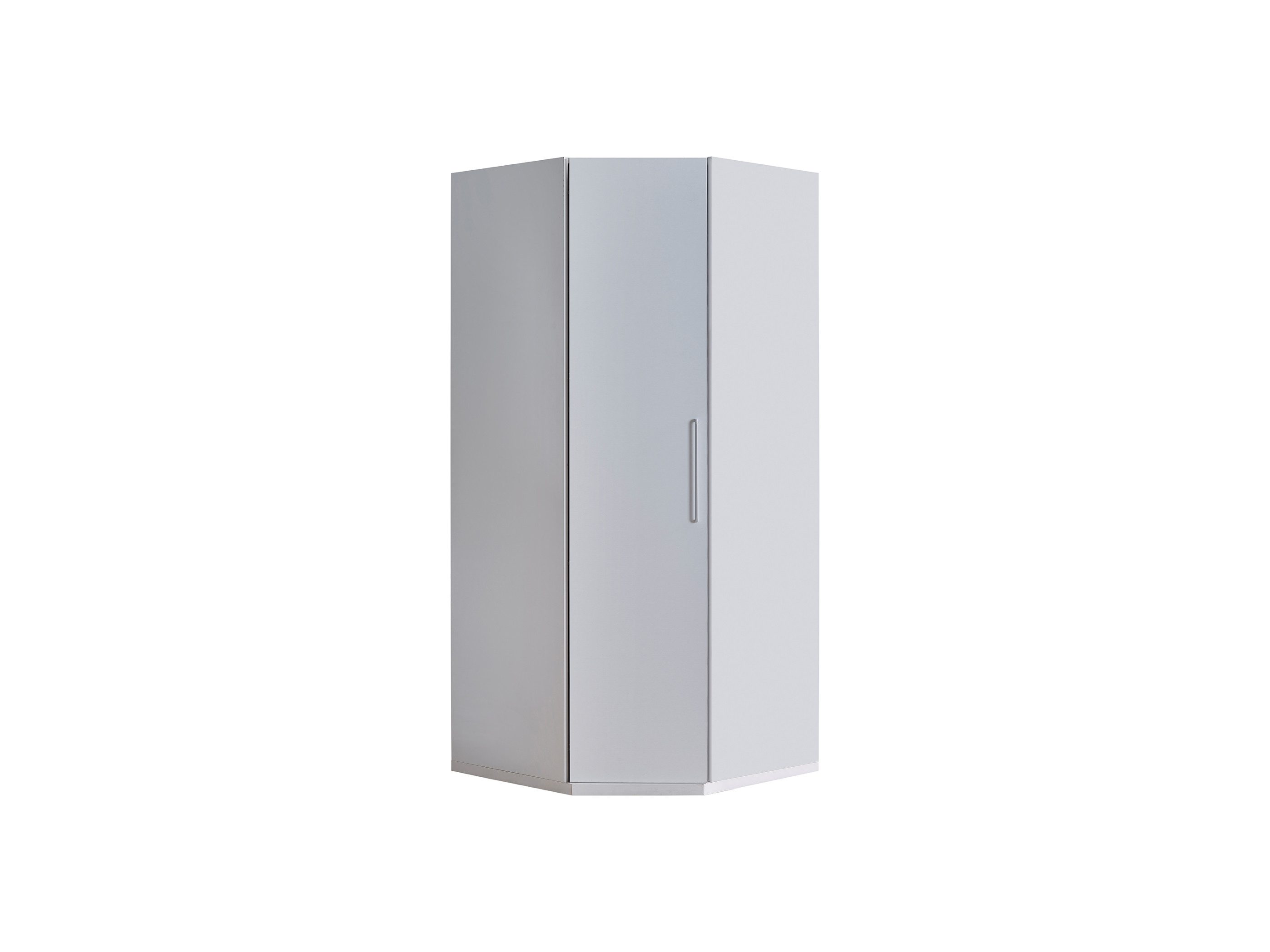 Möbel-Zeit Eckkleiderschrank LIKYA – Weißes Eckmodul – LED-Kleiderstange & Belüftung