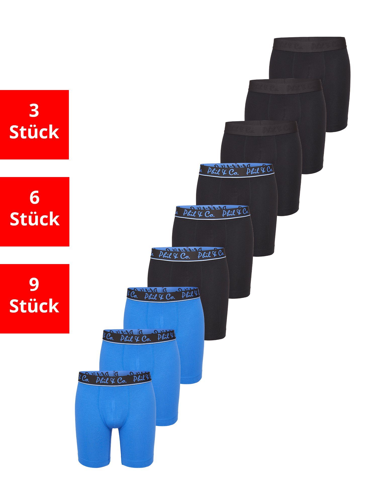 Phil & Co. Langer Boxer Long Boxer Briefs (9-St) Retroshorts - langes Bein günstig online kaufen