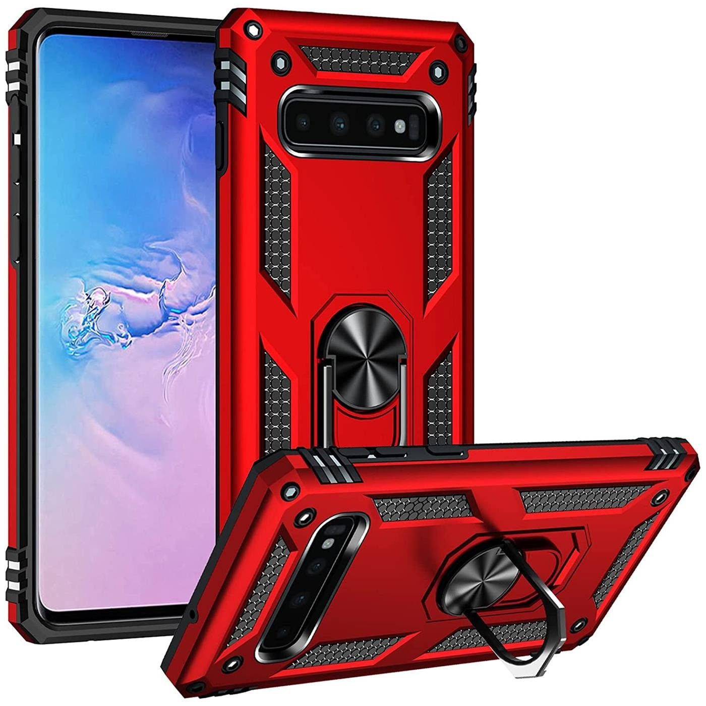 CoolGadget Handyhülle Armor Shield Case für Samsung Galaxy S10 6,1 Zoll, Outdoor Cover mit Magnet Ringhalterung Handy Hülle für Samsung S10