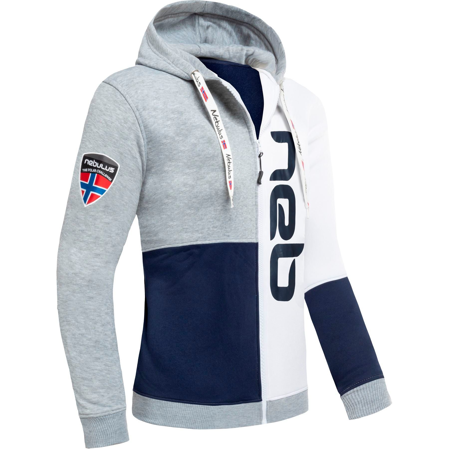 Sweatjacke NEBSTER, P6111 - Herren, navy-weiß-grau, 3XL