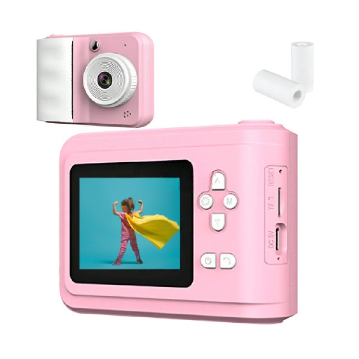 R2 Invest S7 Kinder Sofortbildkamera Rosa mit Drucker Sofortbildkamera
