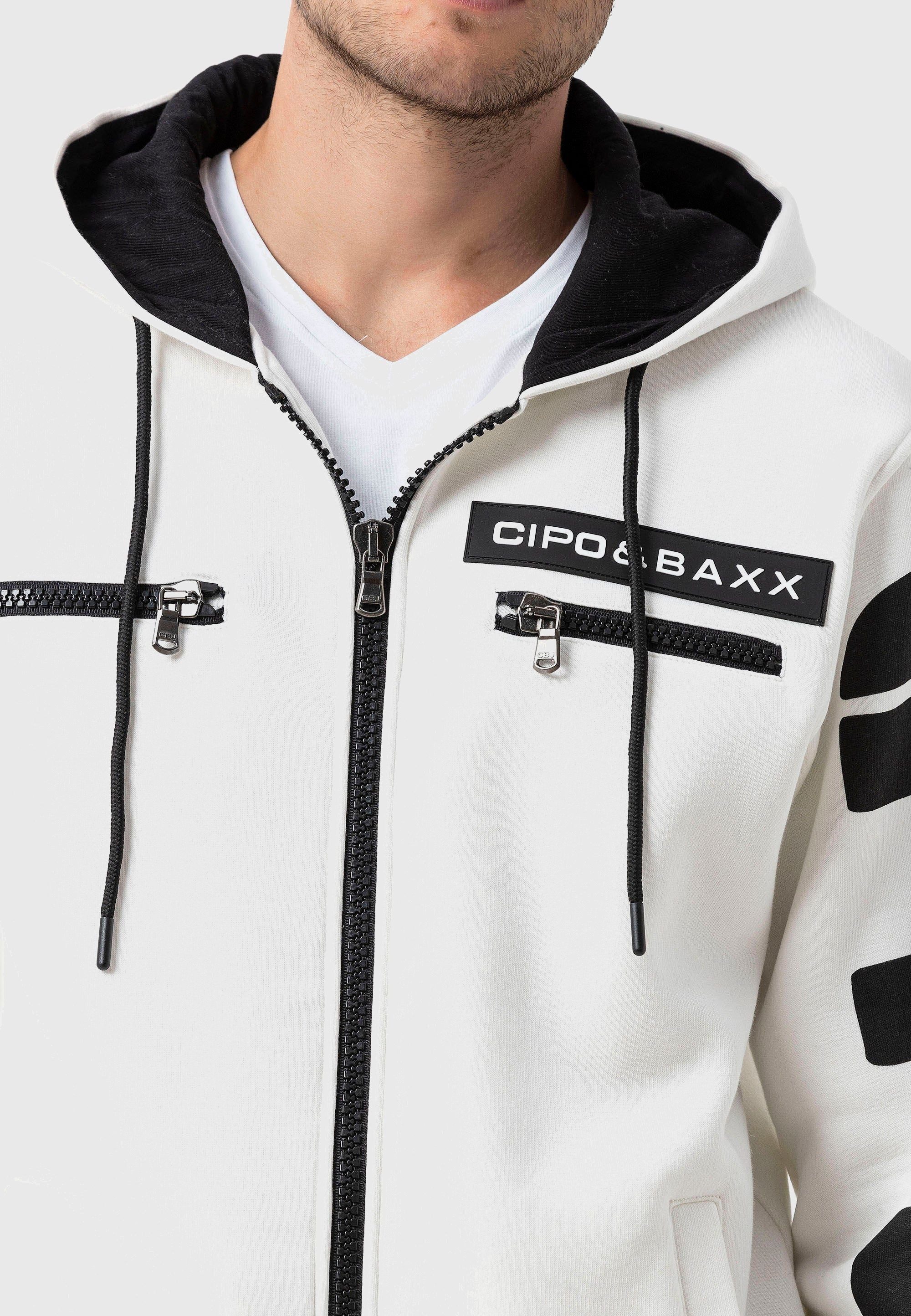 Cipo & Baxx Strickjacke Hoodie Sweat Jacket (1-tlg) mit Ärmel- und Rückenprint – Bild 3 von 5