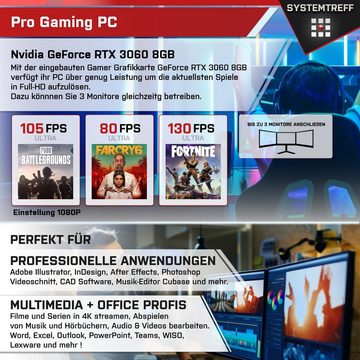 SYSTEMTREFF Basic Gaming-PC (AMD Ryzen 5 5500, GeForce RTX 3060, 32 GB RAM, 1000 GB SSD, Luftkühlung, Windows 11, WLAN)