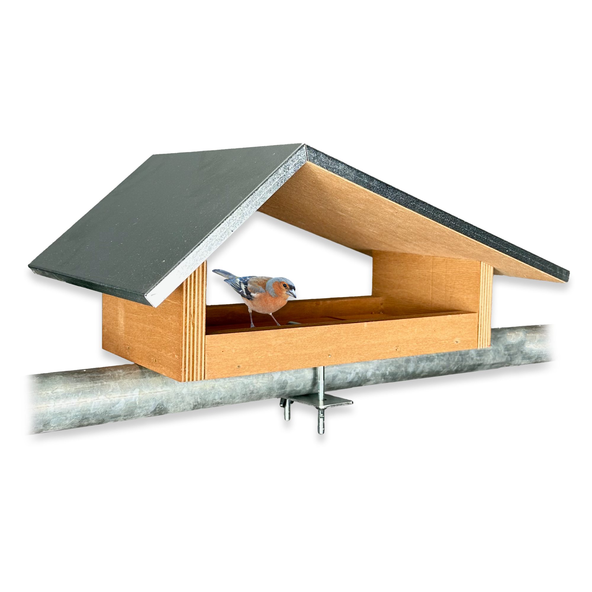 gartenetage Vogelhaus Balkon-Futterstelle aus wetterfestem Naturholz, Metalldach, einfache Montage, robuste Befestigung – Ideales Vogelhaus