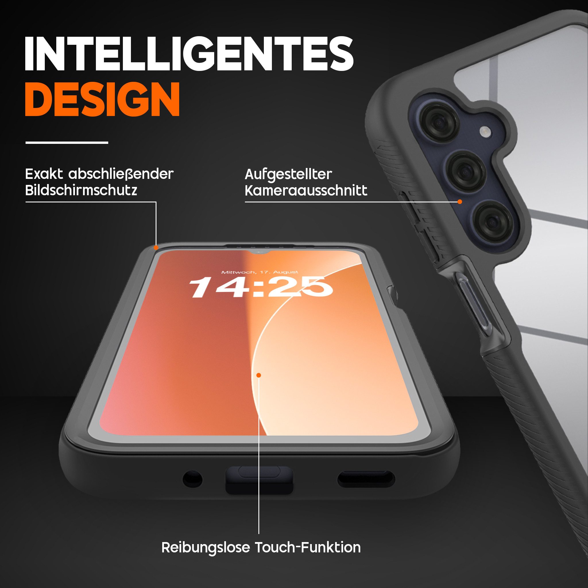 Tec-Expert Handyhülle 360 Grad Premium Hülle für Samsung Galaxy A16 / A16 5G 6.7 Zoll, 6.7", Rundum Schutz Cover Case Hülle Stoßdämpfung – Bild 4 von 5