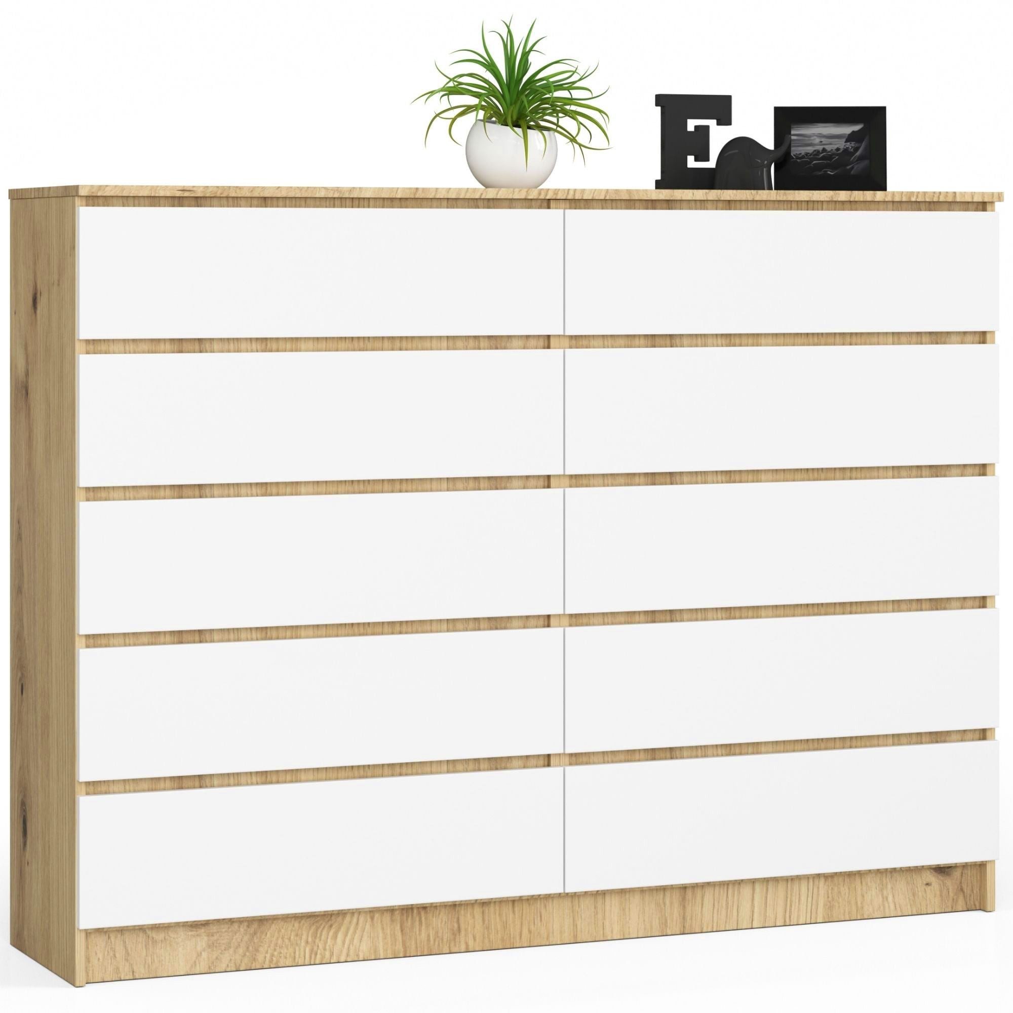 Kommode mit 8 Schubladen 160 cm breit Holz Schrank