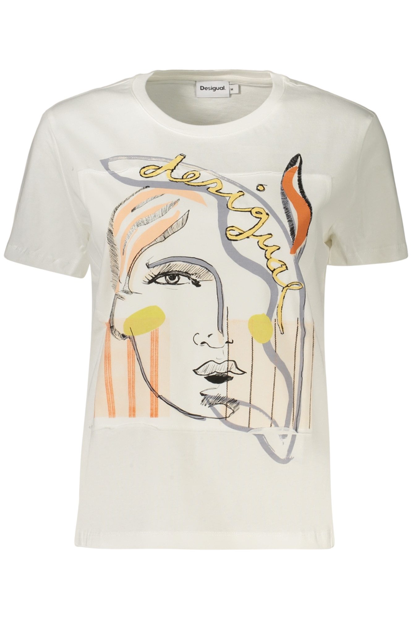 Desigual T-Shirt Weißes Damen Kurzarm T-Shirt mit Rundhals und
