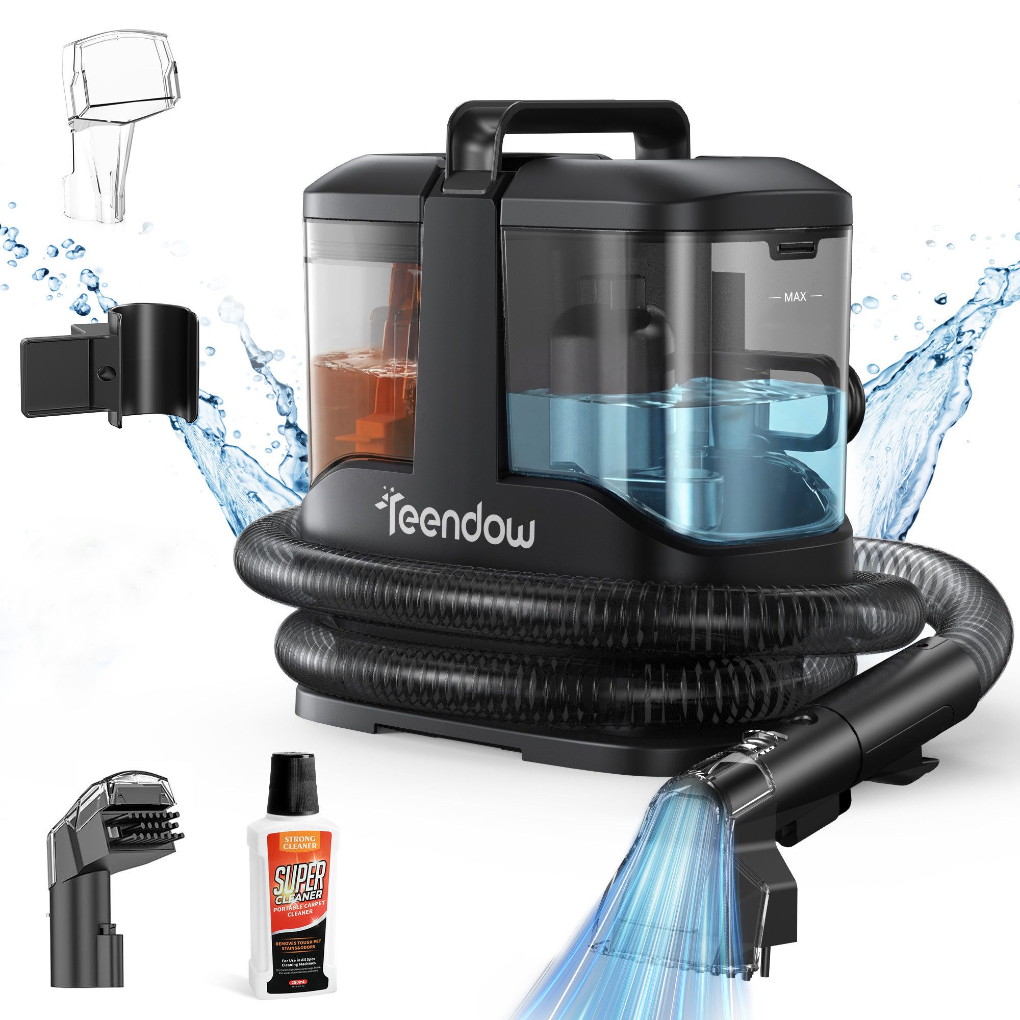 Teendow Wasch-Sauger C3 3-in-1 Waschsauger, Leistungsstarkes Polsterreiniger Gerät, 450 W, Beutellos, Doppeltanksystem, Tierhaarentfernung,Waschbarer Filter