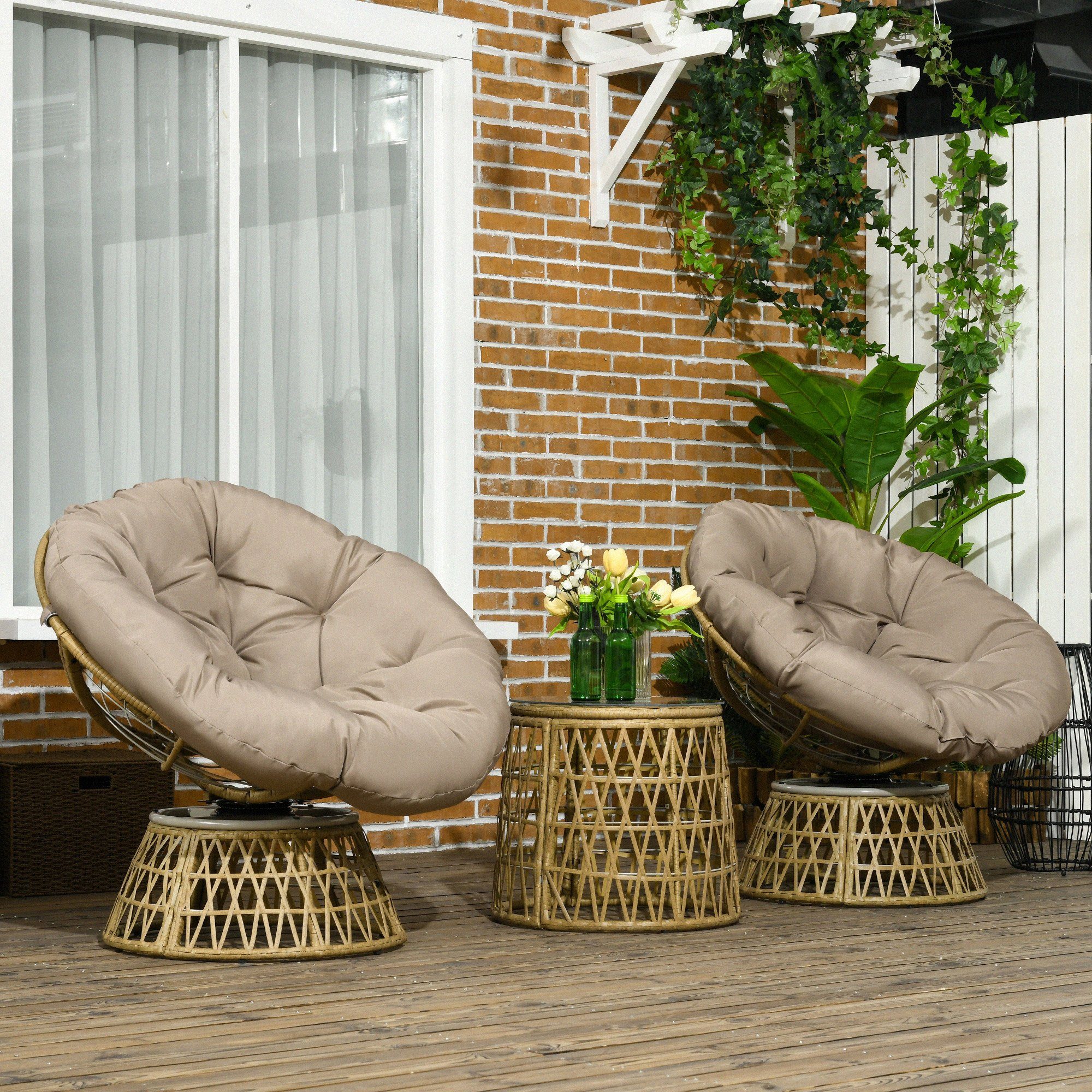 Outsunny Gartenlounge-Set Gartenmöbel-Set 3-tlg., Bistro-Set inkl. günstig online kaufen