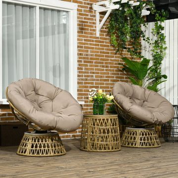 Outsunny Gartenlounge-Set Gartenmöbel-Set 3-tlg., Bistro-Set inkl. Couchtisch, 2 Stühle, (Gartengarnitur, 3-tlg., Gartensitzgruppe), Balkonmöbel für Terrasse, Gelb