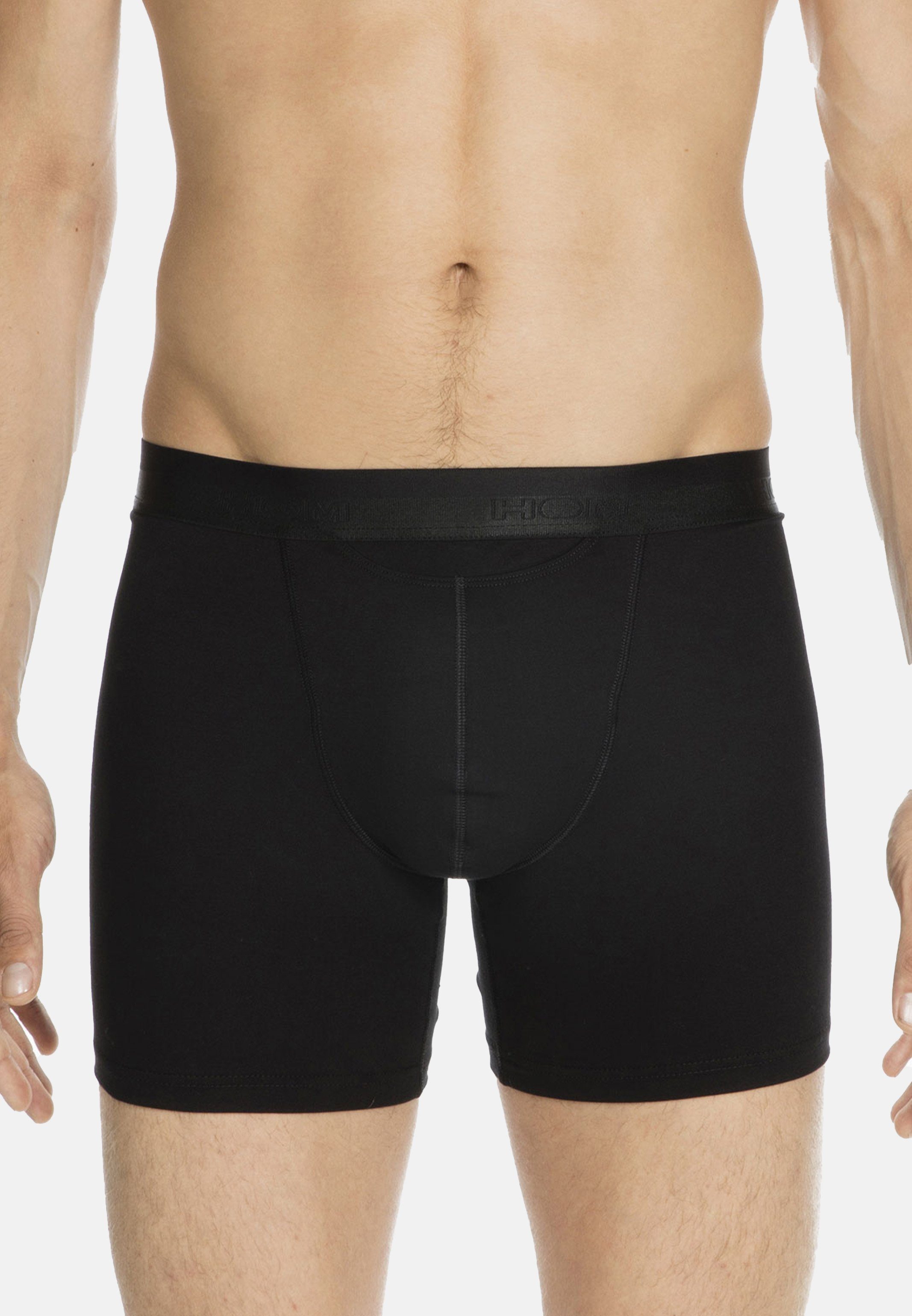 Boxer - Mit - Boxershort / Länger Eingriff Pant geschnitten H01 (1-St) Baumwolle - Hom Retro Schwarz Long