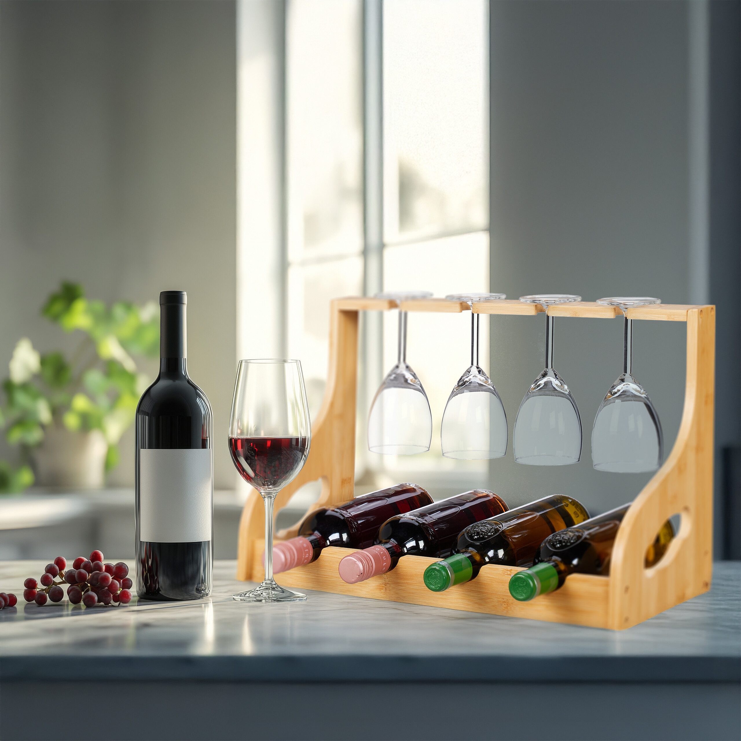 relaxdays Weinregal mit Glashalt