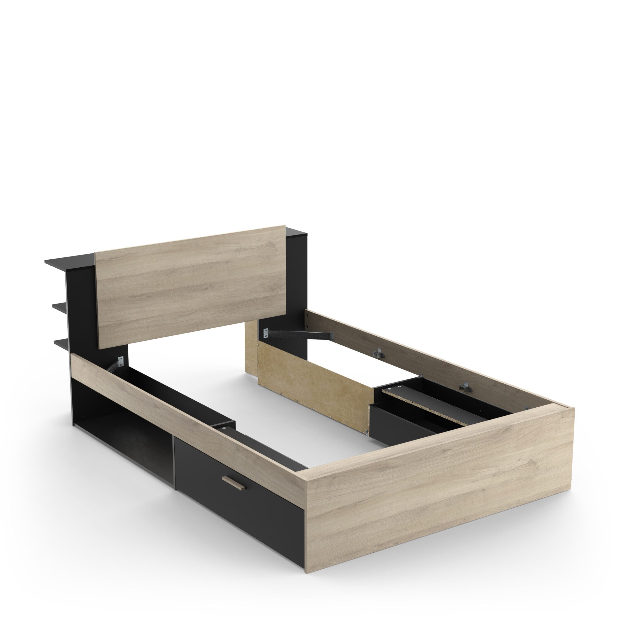 PREISBRECHER Stauraumbett LIFE, in Kronberg Eiche - 227x87,7x144,7cm (BxHxT)