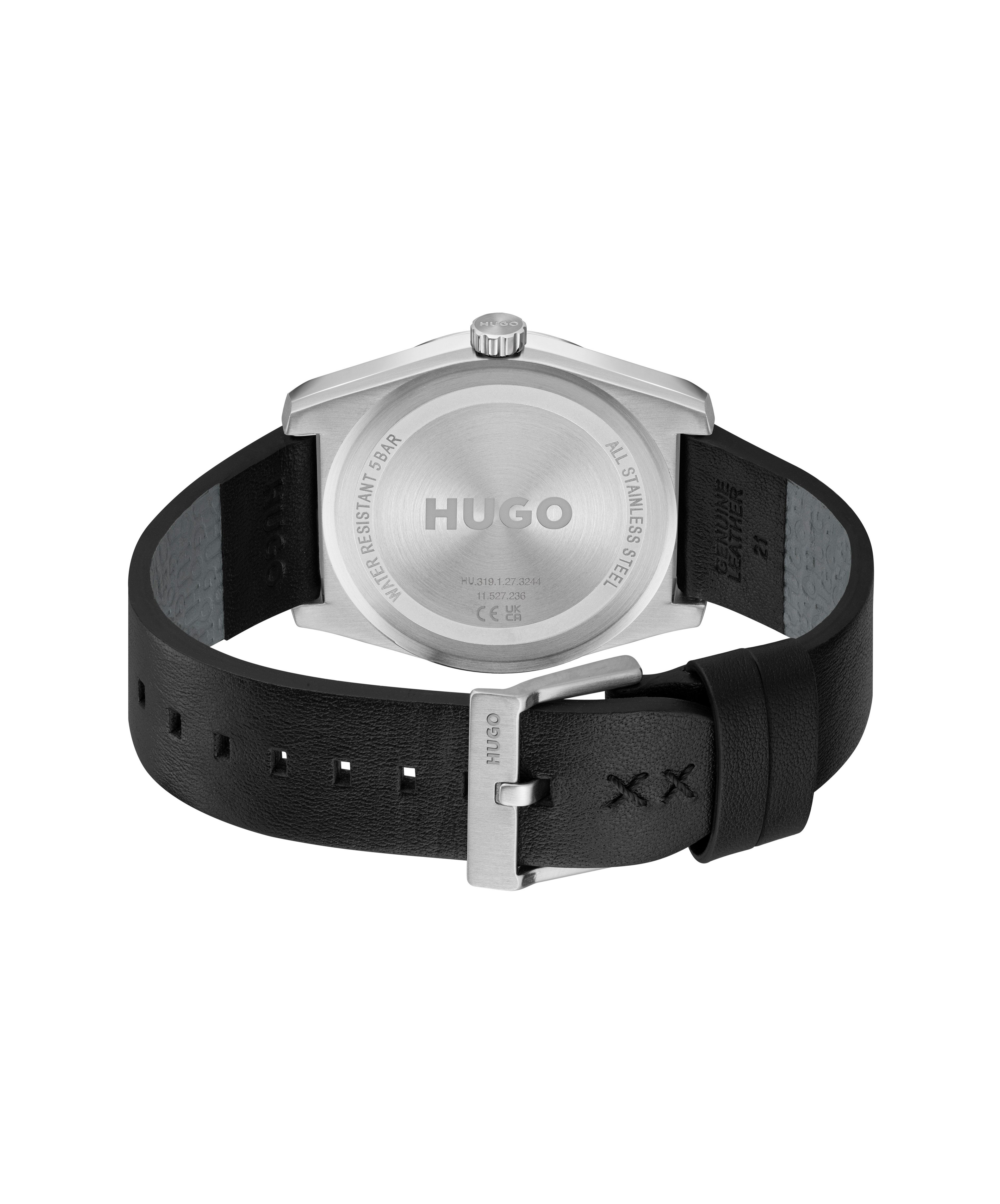 HUGO Quarzuhr #ARK 1530437, Armbanduhr, Herrenuhr, Lederarmband, analog