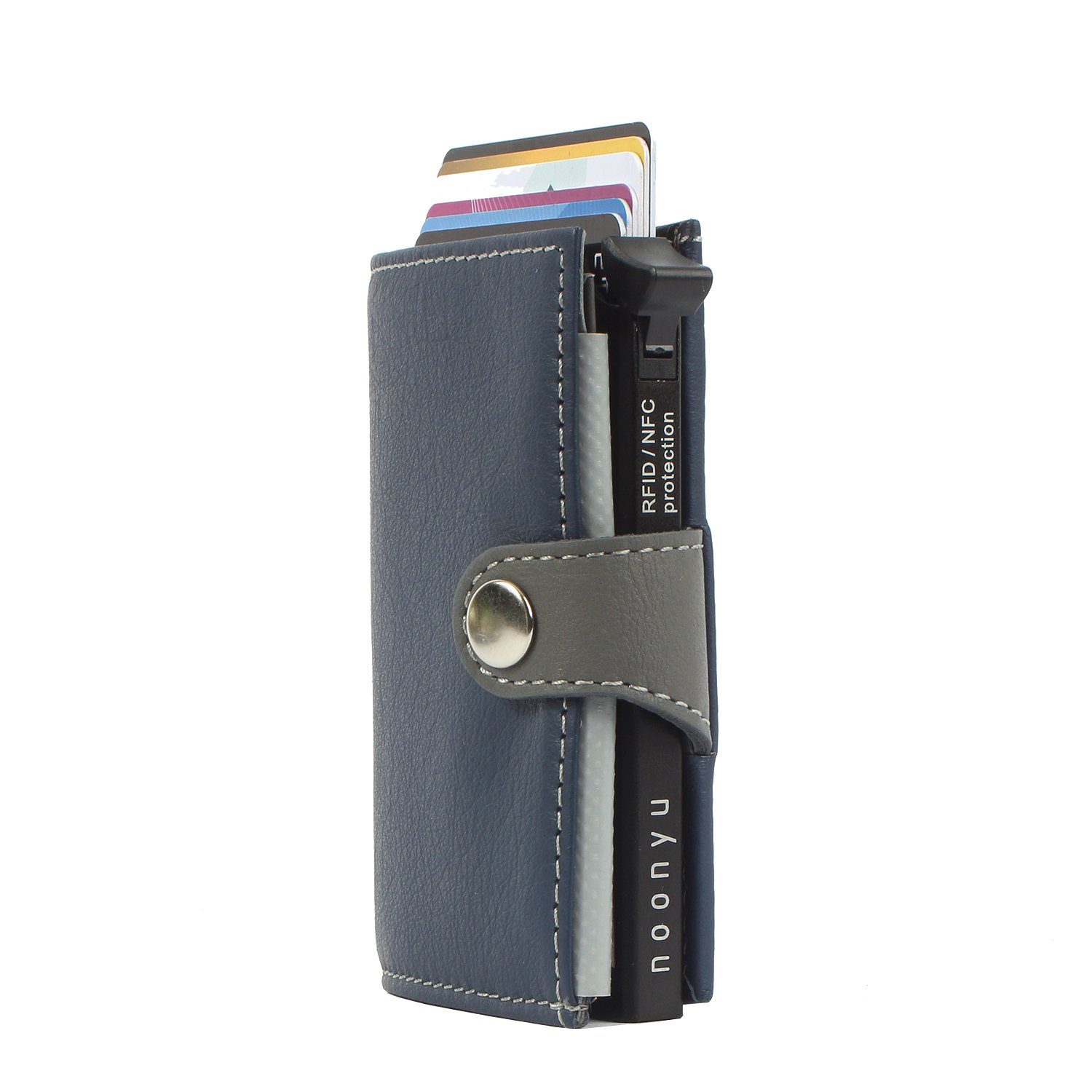 Margelisch Mini Geldbörse Kreditkartenbörse leather, darkblue aus noonyu single Upcycling Leder