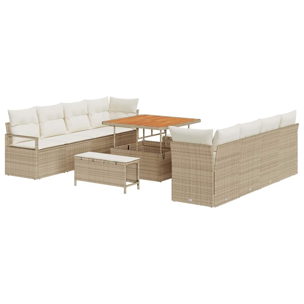 Gartenlounge-Set Gartensofa-set mit Kissen 11 pcs Beige Poly-Rattan