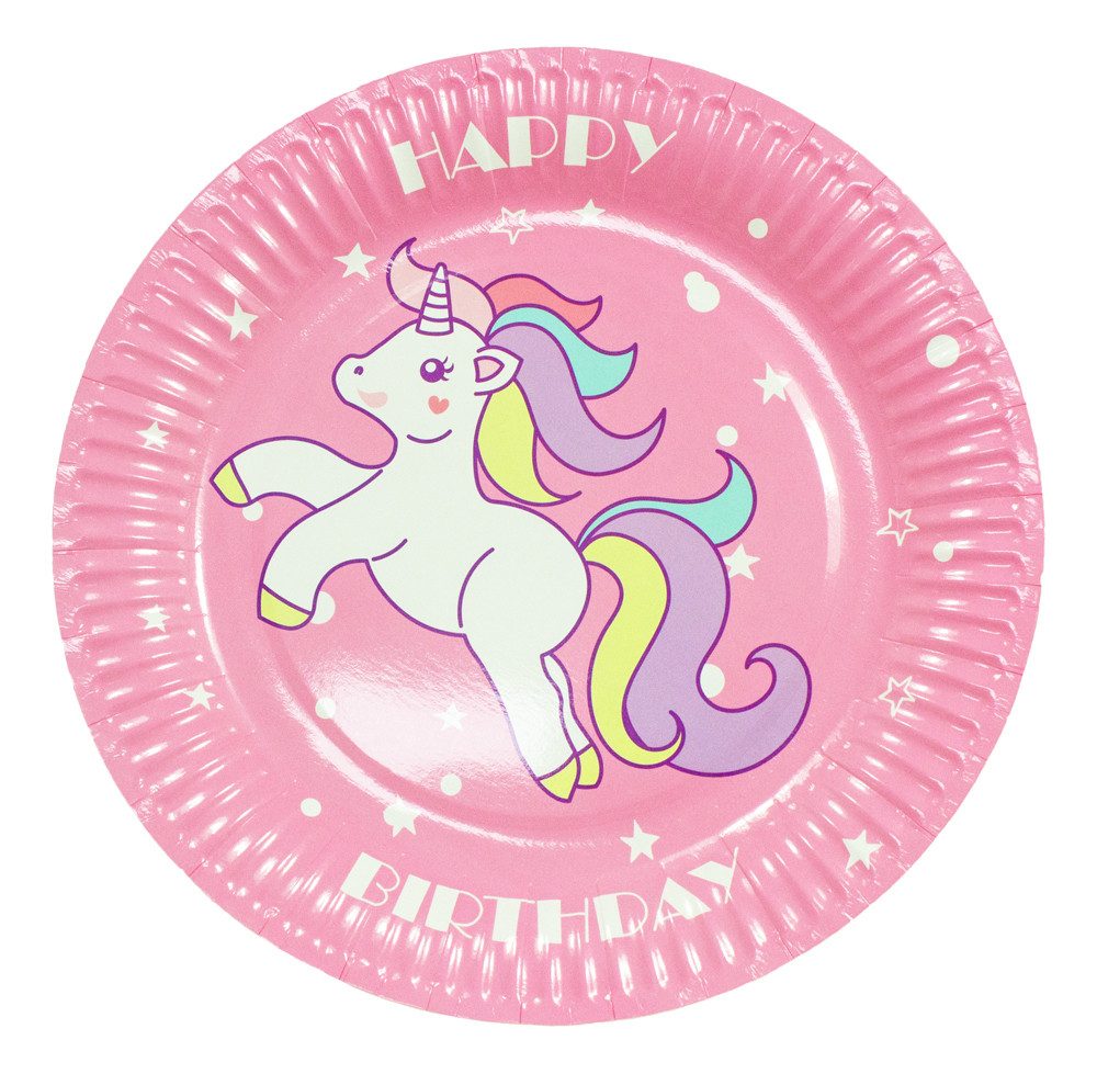 Das Kostümland Pappteller Pappteller (10er Set) 'Einhorn' Geburtstags Artike