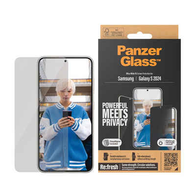 PanzerGlass Ultra Wide Fit Privacy Screen Protector für Samsung Galaxy S24, Displayschutzglas, Displayschutzfolie, stoßfest, kratzbeständig