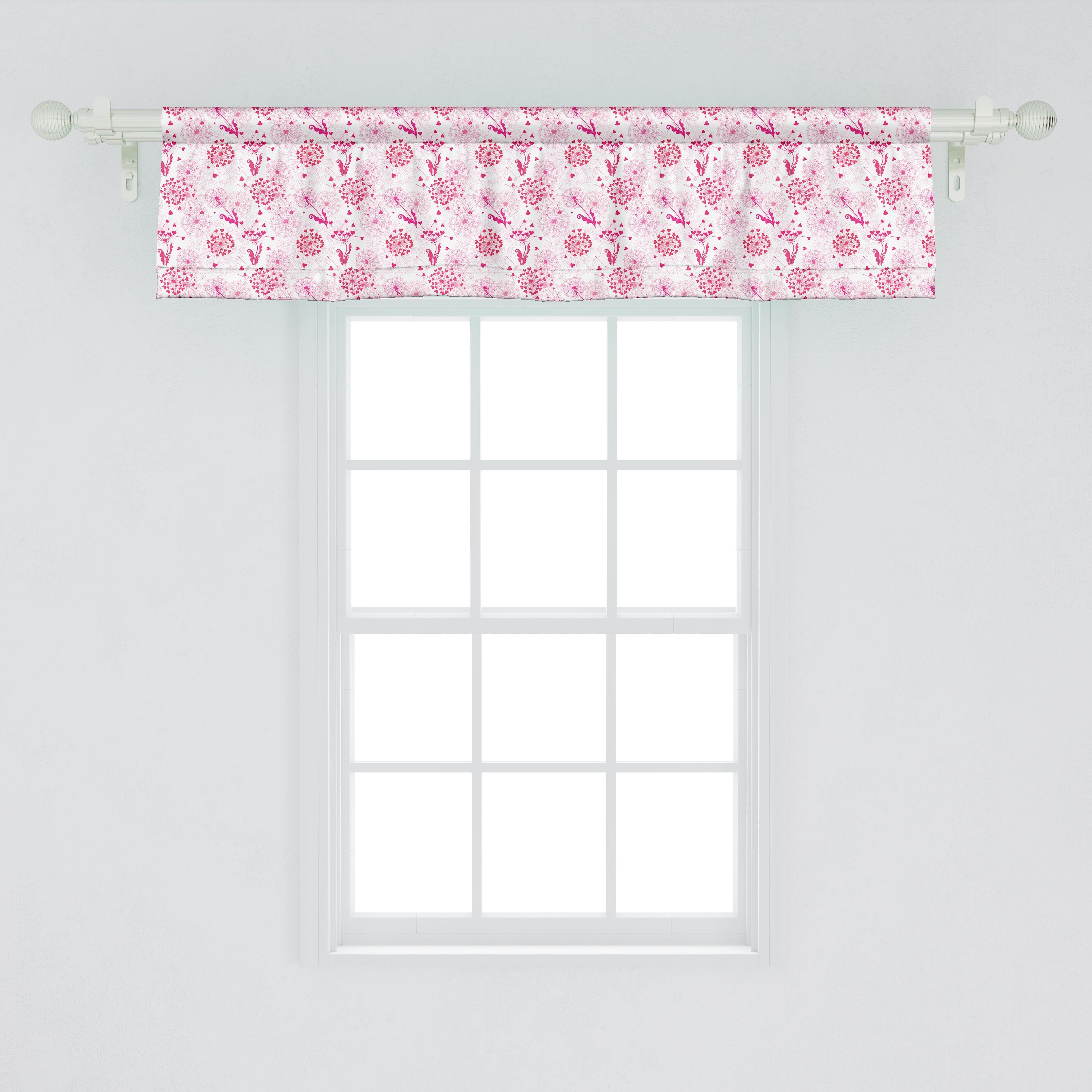 Scheibengardine Vorhang Volant für Küche Dekor Abakuhaus, Valentinstag Herz-Löwenzahn Stangentasche, Microfaser, mit Schlafzimmer