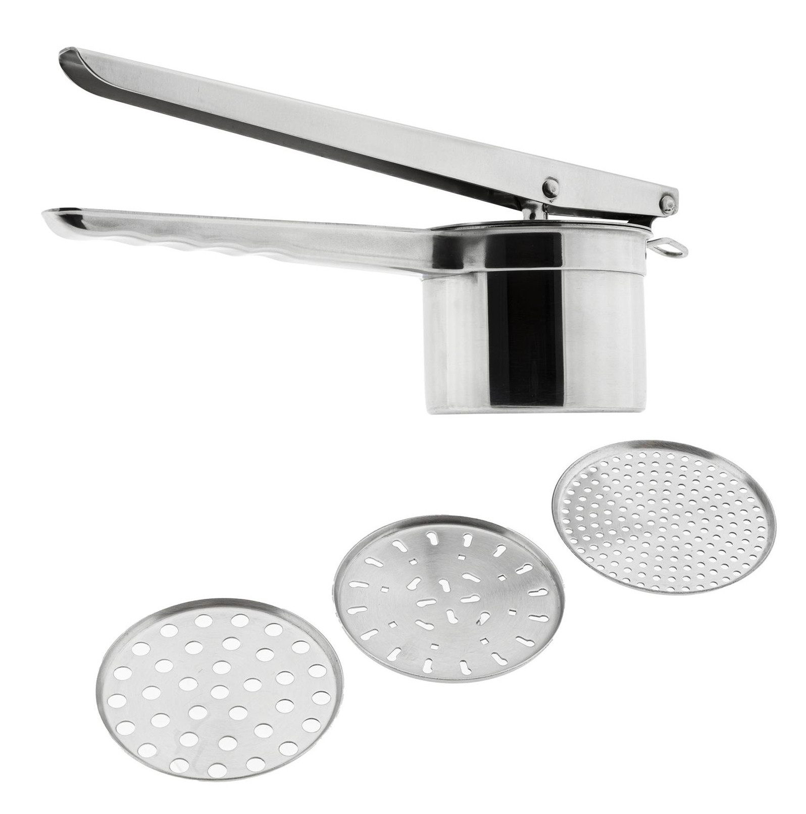 HI Kartoffelpresse Kartoffelpresse Spätzlepresse mit 3 Lochscheiben Edelstahl HI Papa, Material: Edelstahl