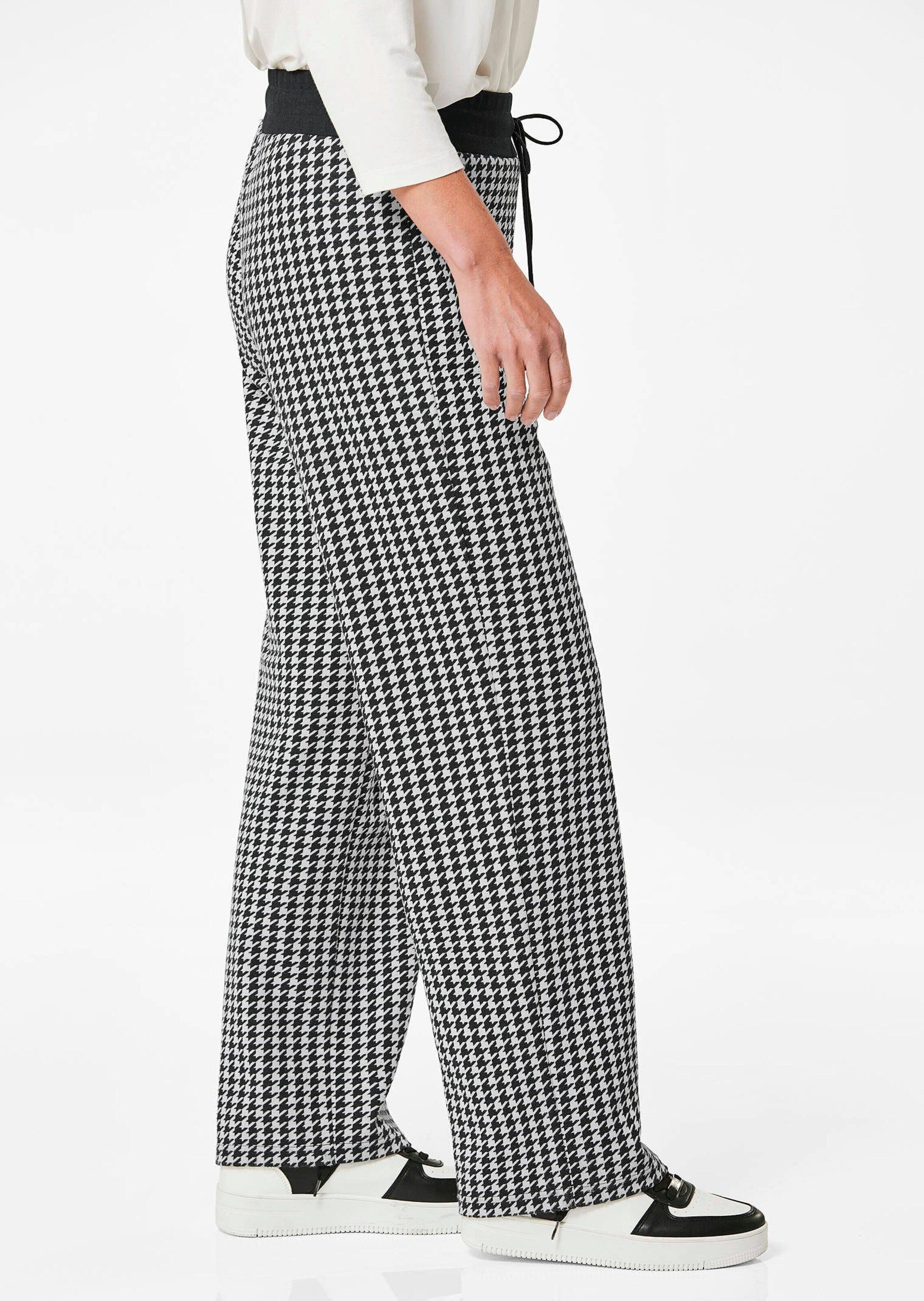 GOLDNER Schlupfhose Kurzgröße: Moderne Viskosehose mit Jacquardmuster 7/8-Stoffhose mit Schlupfbund mit Kordelzug, Reißverschlusstaschen – Bild 4 von 5