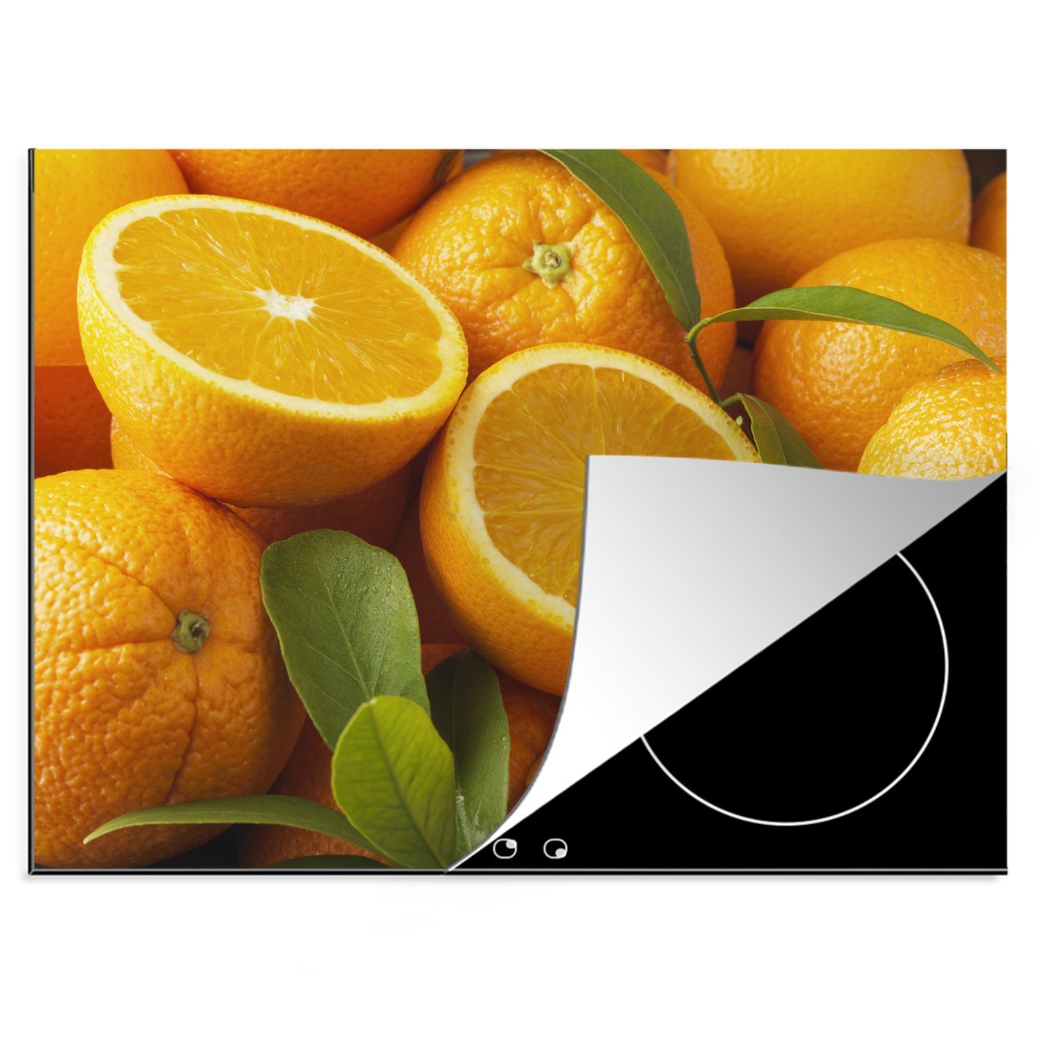 MuchoWow Herdblende-/Abdeckplatte Orange - Obst - Orange, Vinyl, (1 tlg), 70x52 cm, Mobile Arbeitsfläche nutzbar, Ceranfeldabdeckung