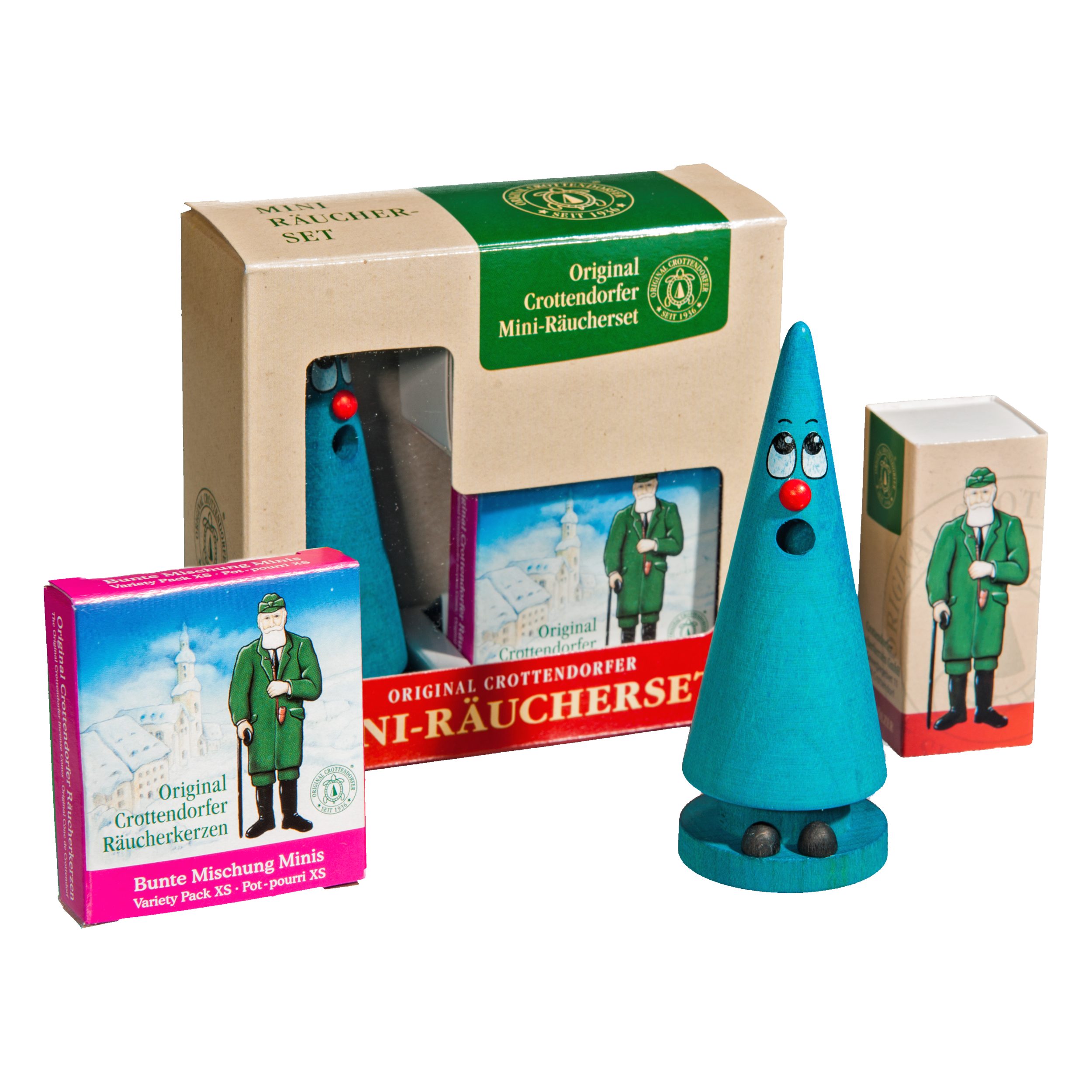 Crottendorfer Räuchermännchen Crottendorfer Räuchermännchen, Mini-Ziegenbein, Geschenkset, Hergestellt im Erzgebirge
