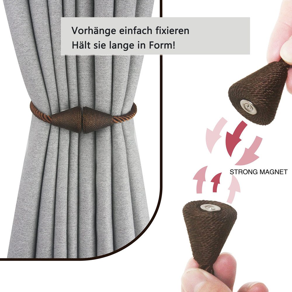 Agger Raffhalter Magnetische Vorhang Raffhalter 2 Stück, Vorhang Raffhalter Schnallen, (2-tlg), Holdbacks Halter Haken Clip für Zuhause Schlafzimmer Büro – Bild 2 von 5