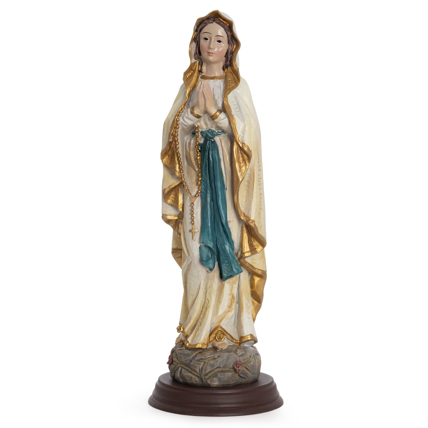 Moritz Dekofigur Jungfrau Maria Statue 21 cm Marienfigur mit Rosenkranz und Akzenten, Polyresin Figuren Deko Geschenk Geometrische TierFigur Modern Skulptur