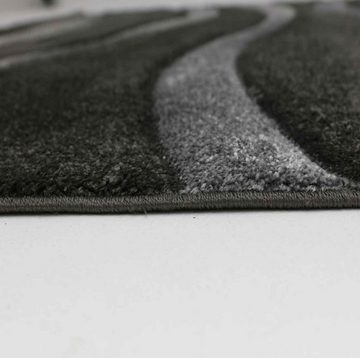 Teppich Teppich Modern Wellenmuster Konturenschnitt in Grau, Vimoda, Rechteckig