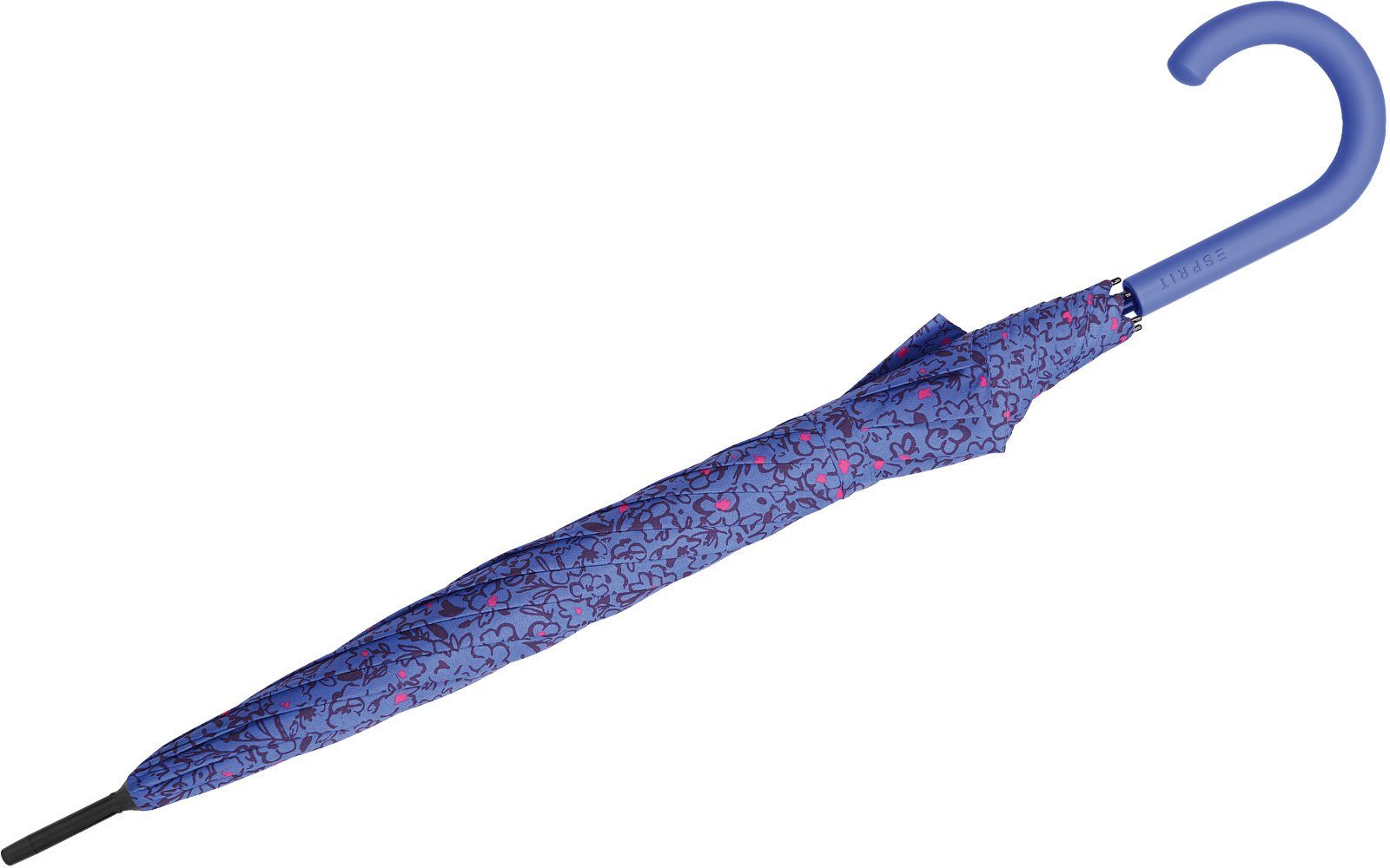 Romance, Langregenschirm mit Scribbled Esprit Regenschirm Blüten-Muster blau romantischem Damen Automatik mit