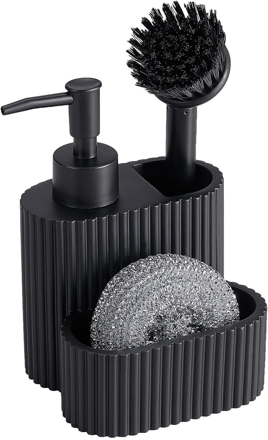 FELIXLEO Küchenorganizer-Set Spülbecken Organizer 3-teilig Schwarz mit Seifenspender Spülbürste., (1-tlg)