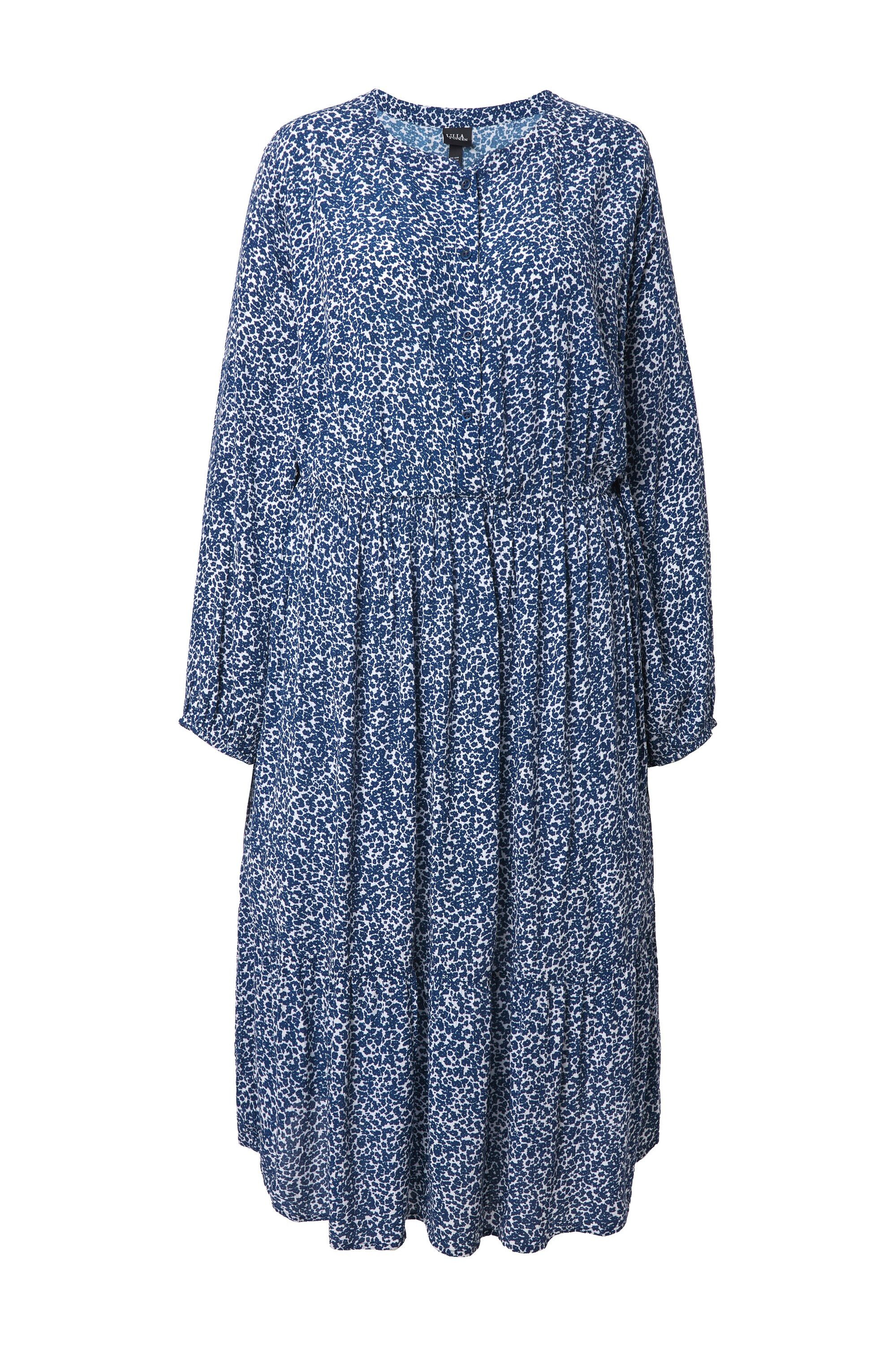 Ulla Popken Midikleid Midikleid A-Linie Rundhals Langarm Krepp günstig online kaufen