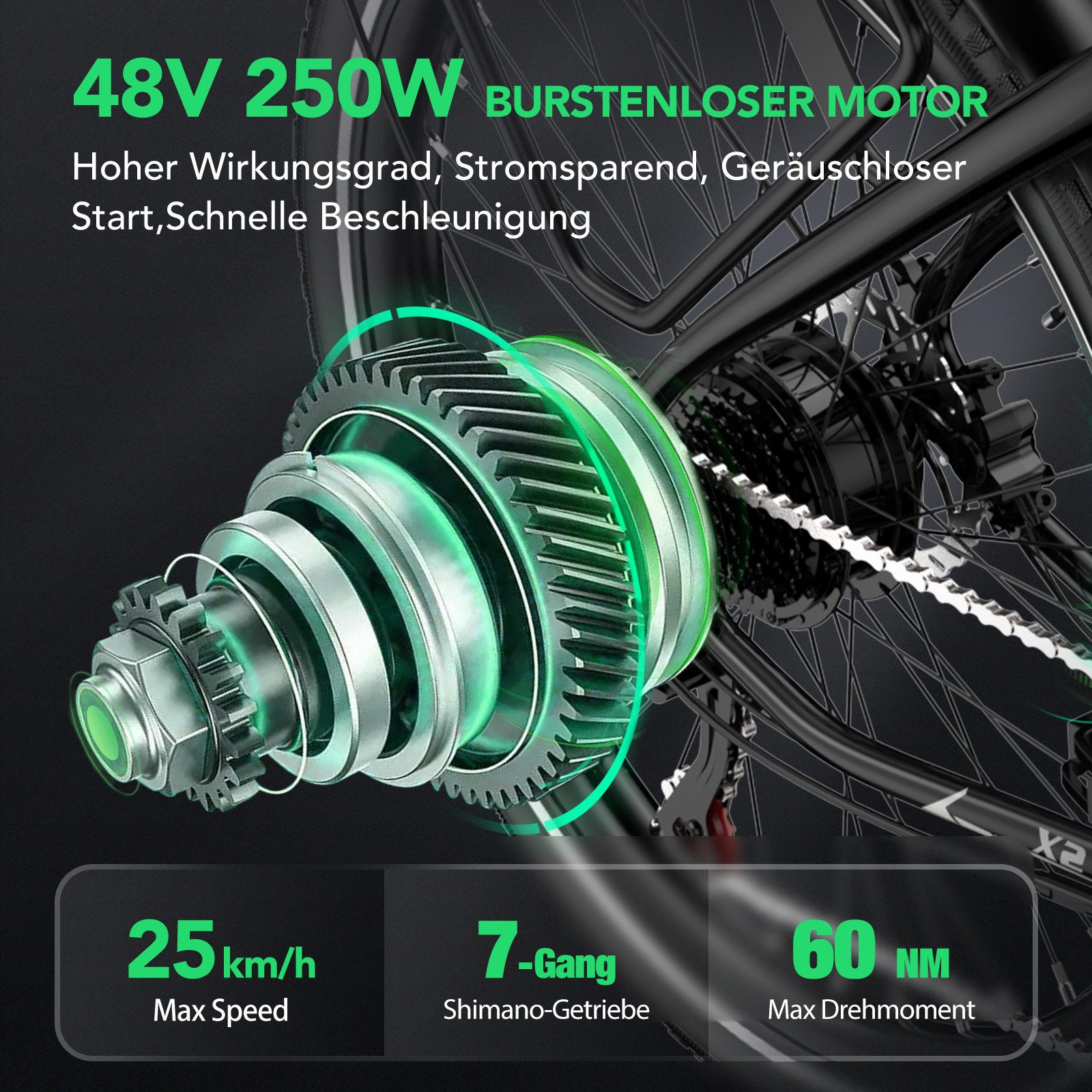 KOOLUX E-Bike 26/27,5 Zoll Elektrofahrrad für Damen/Herren,elektro-cityrad, Heckmotor, 624 Wh, Elektrofahrrad 7-Gang Shimano 48V13AH Herausnehmbare Batterie