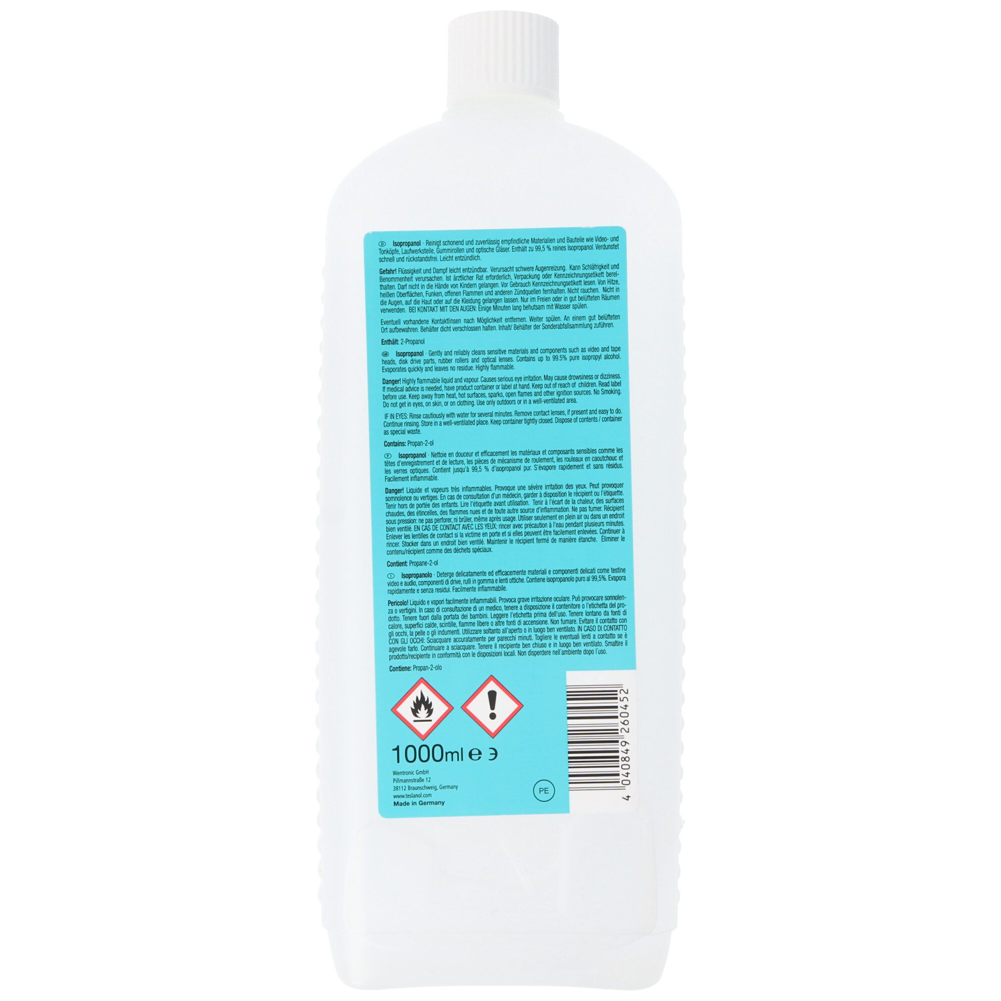 teslanol Arbeitshandschuh-Set Teslanol Isopropanol 1000ml Aktiv-Reiniger 99,5% rein